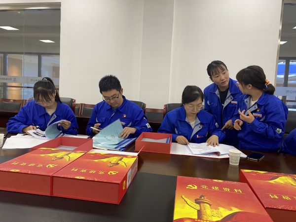 4月18日，制氣車間黨支部與質(zhì)量監(jiān)督檢驗部黨支部在彬州公司會議室開展對標(biāo)交流活動。查閱制氣車間黨支部黨建臺賬畫面。.jpg